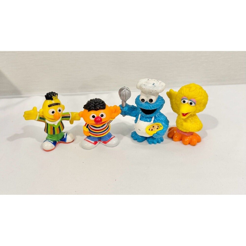 Sesame Street Figure Set: Bert, Ernie, Chef Cookie Monster, and Big Bird